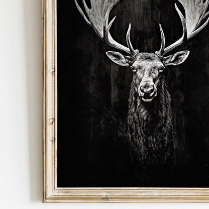 Moose Wall Art, Forest Animal Decor, Elk Hunting Print, Rustic Design - WildfieldPrints