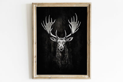 Moose Wall Art, Forest Animal Decor, Elk Hunting Print, Rustic Design - WildfieldPrints