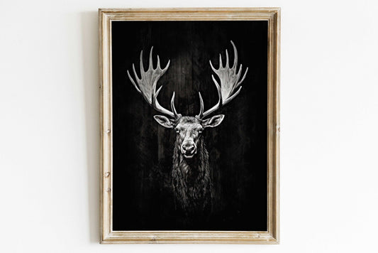Moose Wall Art, Forest Animal Decor, Elk Hunting Print, Rustic Design - WildfieldPrints