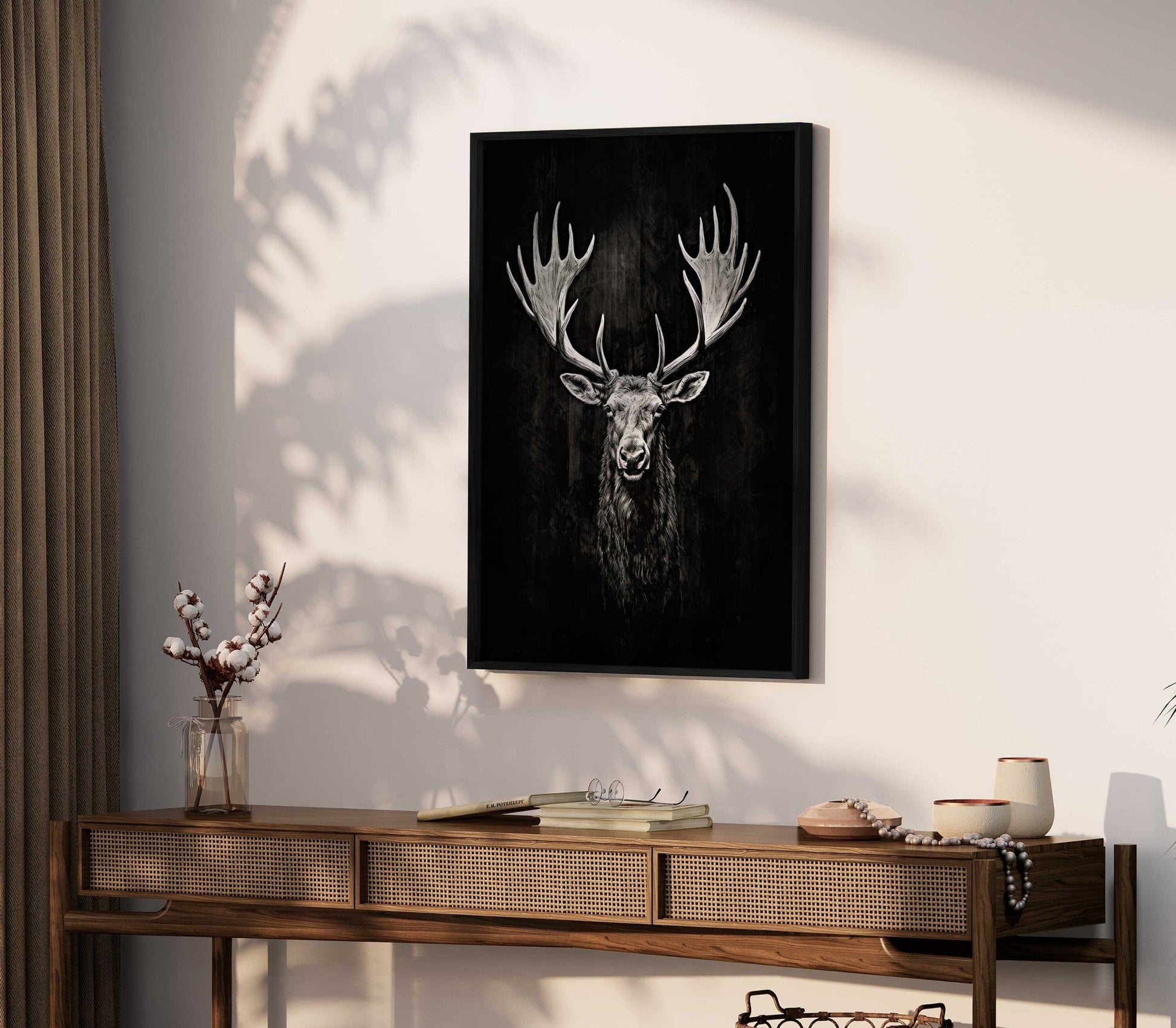 Moose Wall Art, Forest Animal Decor, Elk Hunting Print, Rustic Design - WildfieldPrints