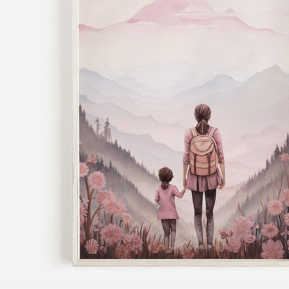 Mother and Daughter Bond Art, Adventure Wall Decor, Rustic Nursery Design - WildfieldPrints