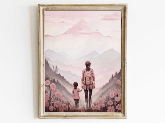 Mother and Daughter Bond Art, Adventure Wall Decor, Rustic Nursery Design - WildfieldPrints