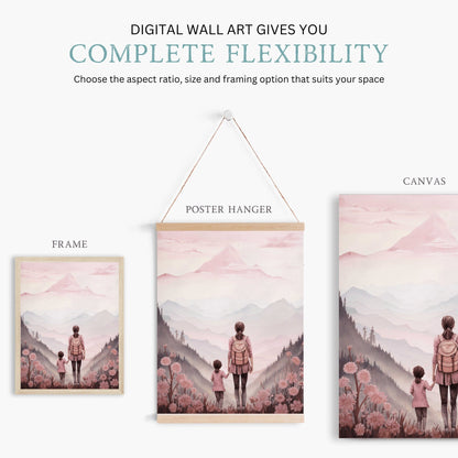 Mother and Daughter Bond Art, Adventure Wall Decor, Rustic Nursery Design - WildfieldPrints