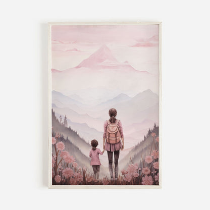 Mother and Daughter Bond Art, Adventure Wall Decor, Rustic Nursery Design - WildfieldPrints
