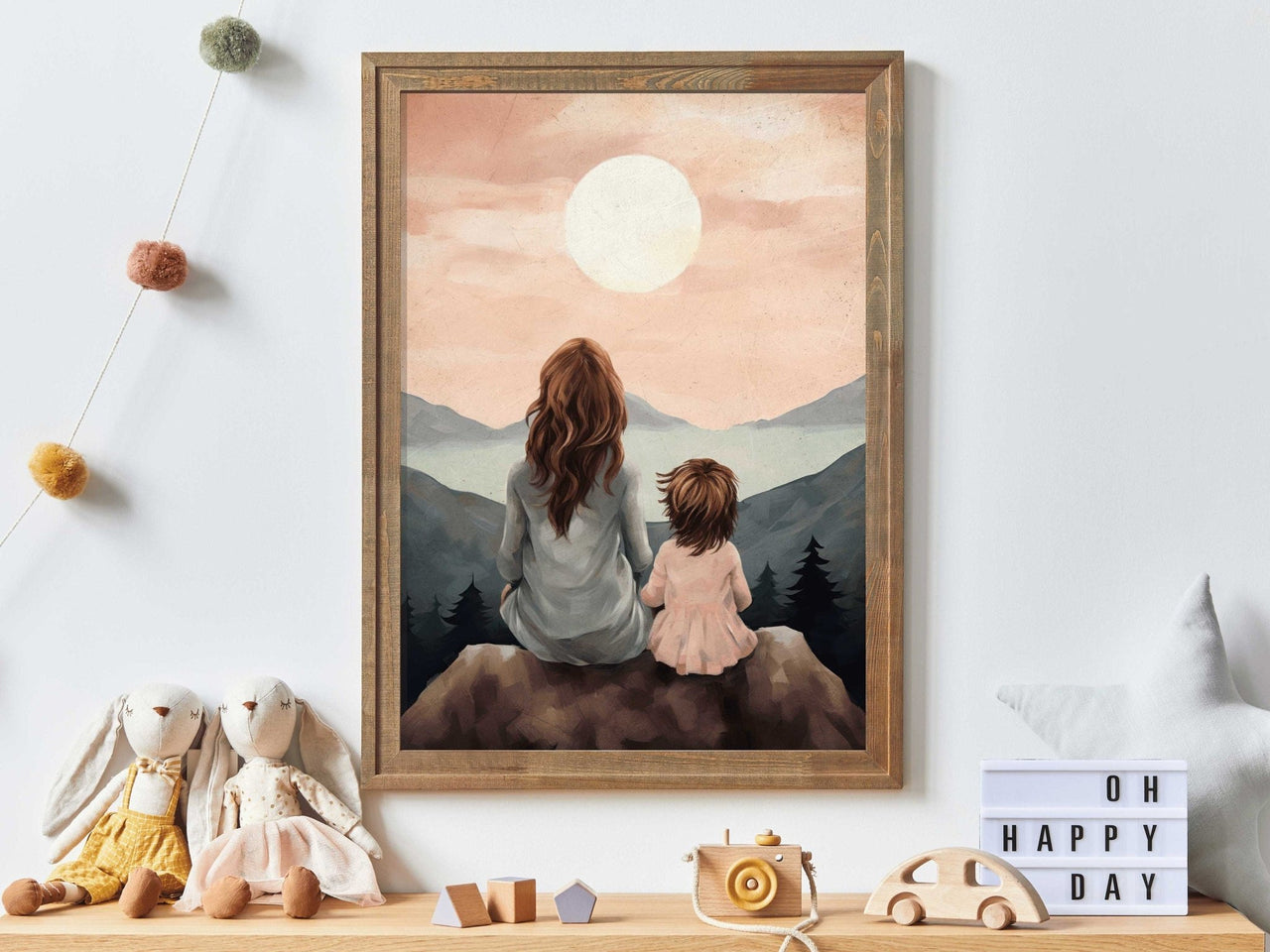 Mother - Daughter Silhouette Wall Art – Family Nursery Print