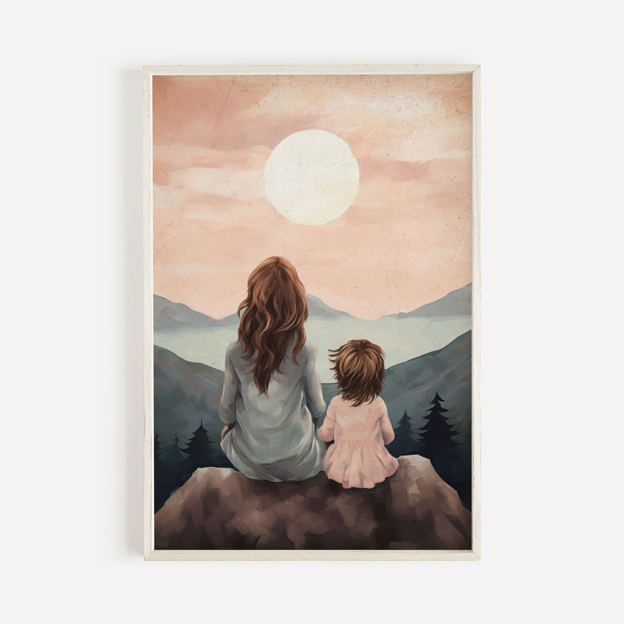 Mother - Daughter Silhouette Wall Art – Family Nursery Print