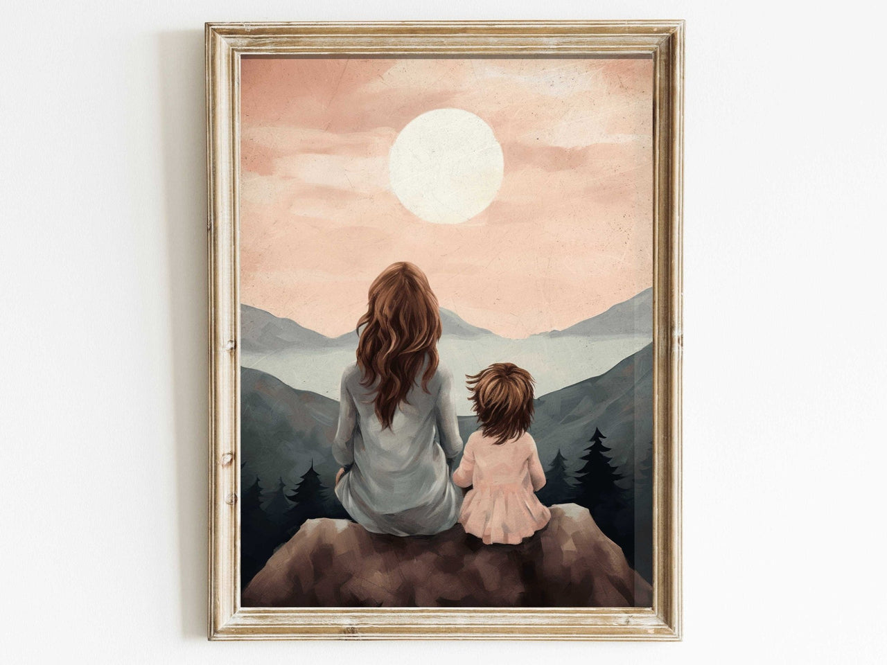Mother - Daughter Silhouette Wall Art – Family Nursery Print