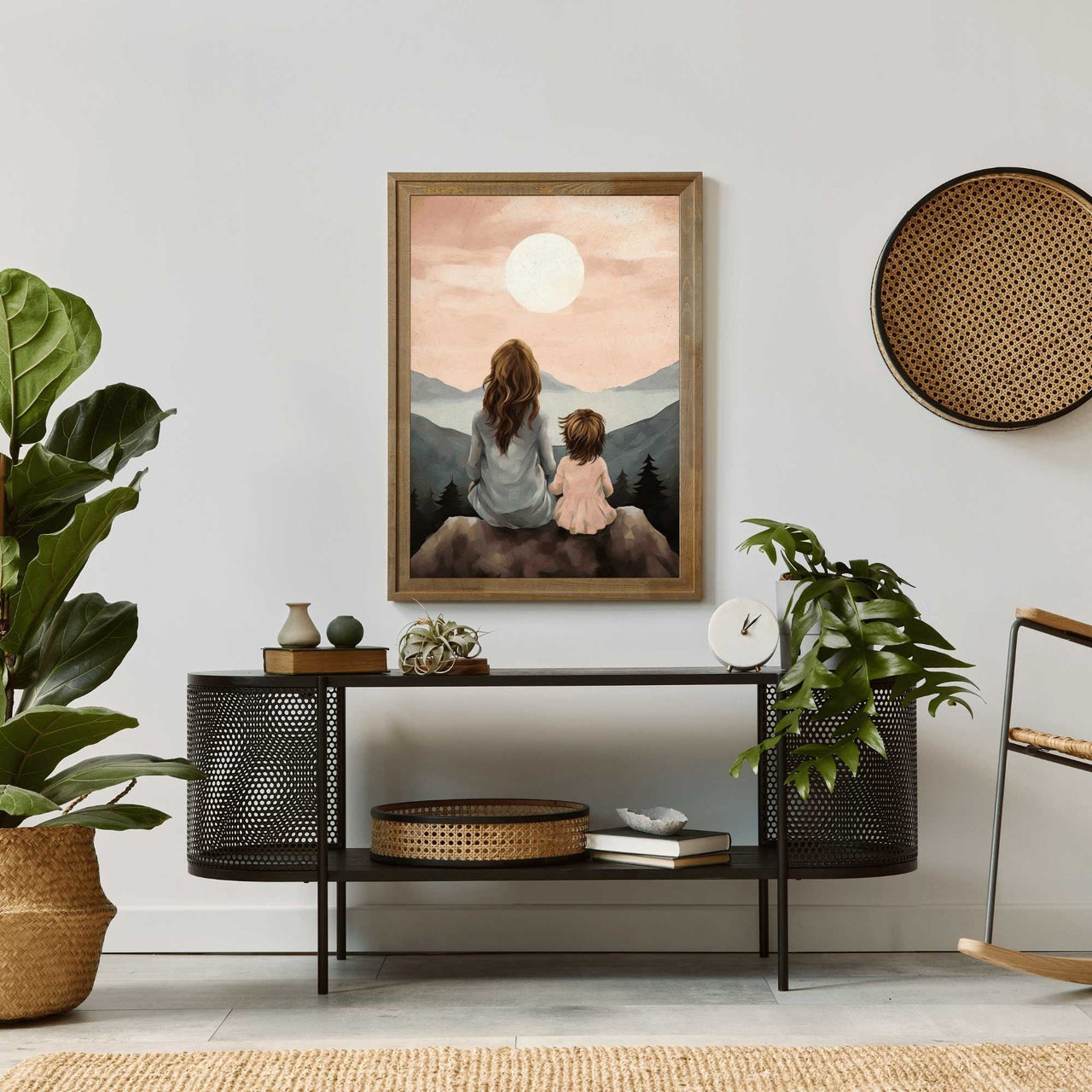 Mother - Daughter Silhouette Wall Art – Family Nursery Print