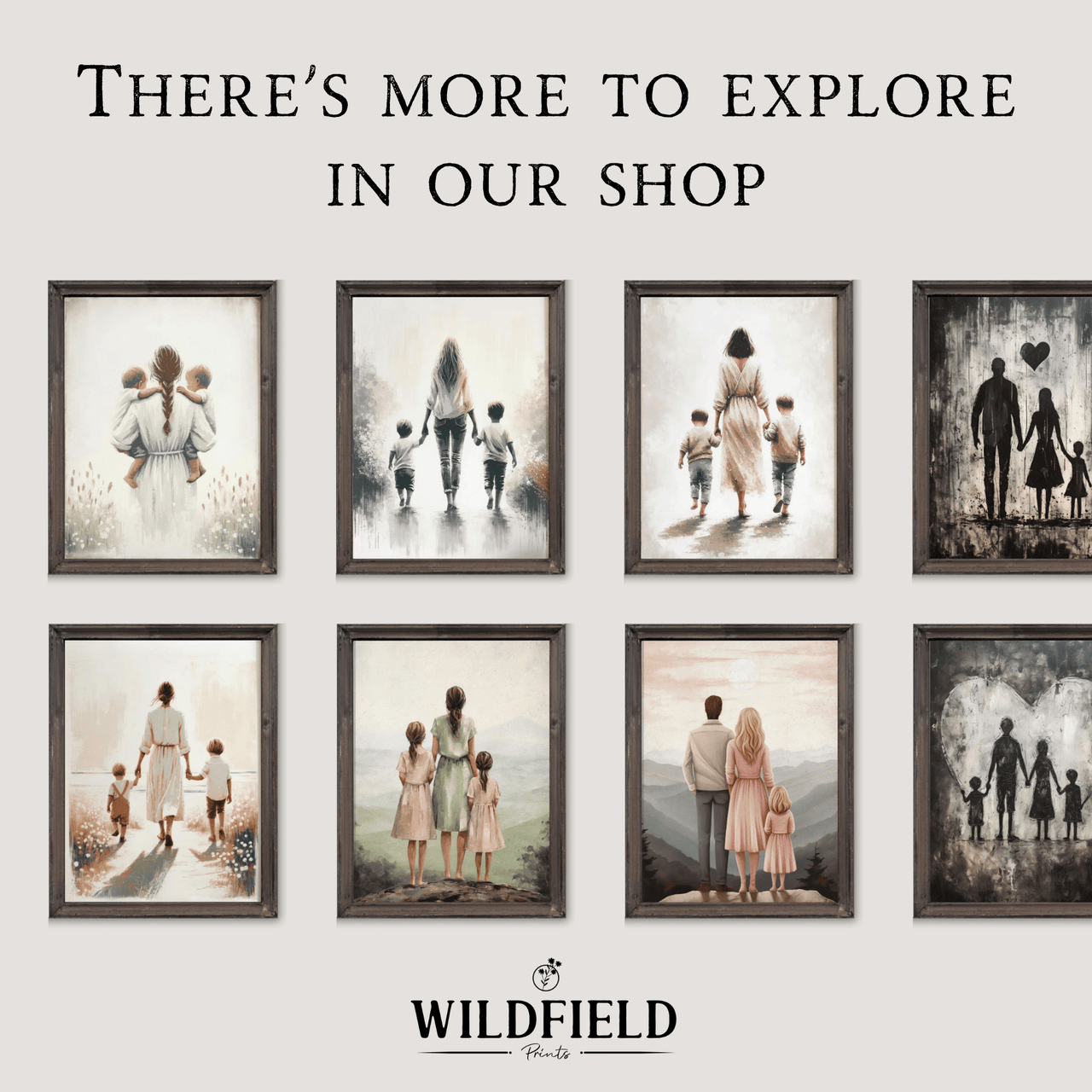 Mother - Daughter Silhouette Wall Art – Family Nursery Print