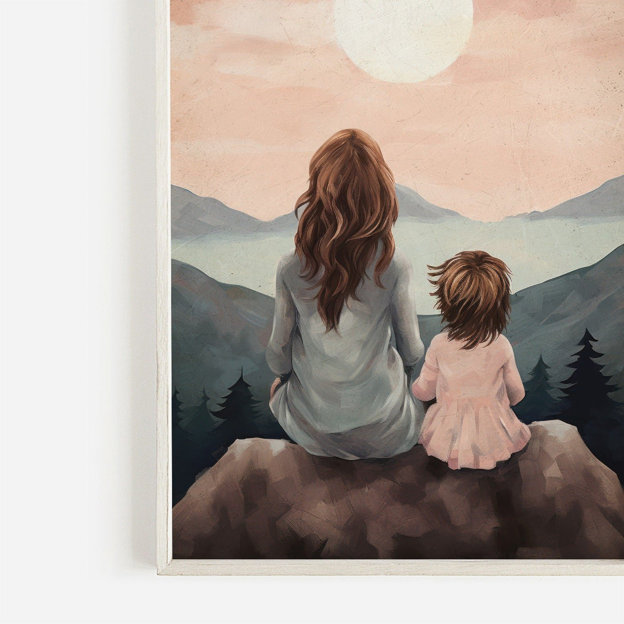 Mother - Daughter Silhouette Wall Art – Family Nursery Print