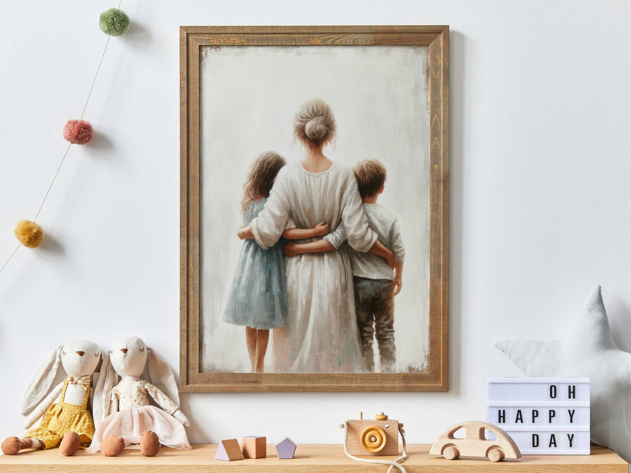 Mother and Kids Wall Art – Family Living Room Print