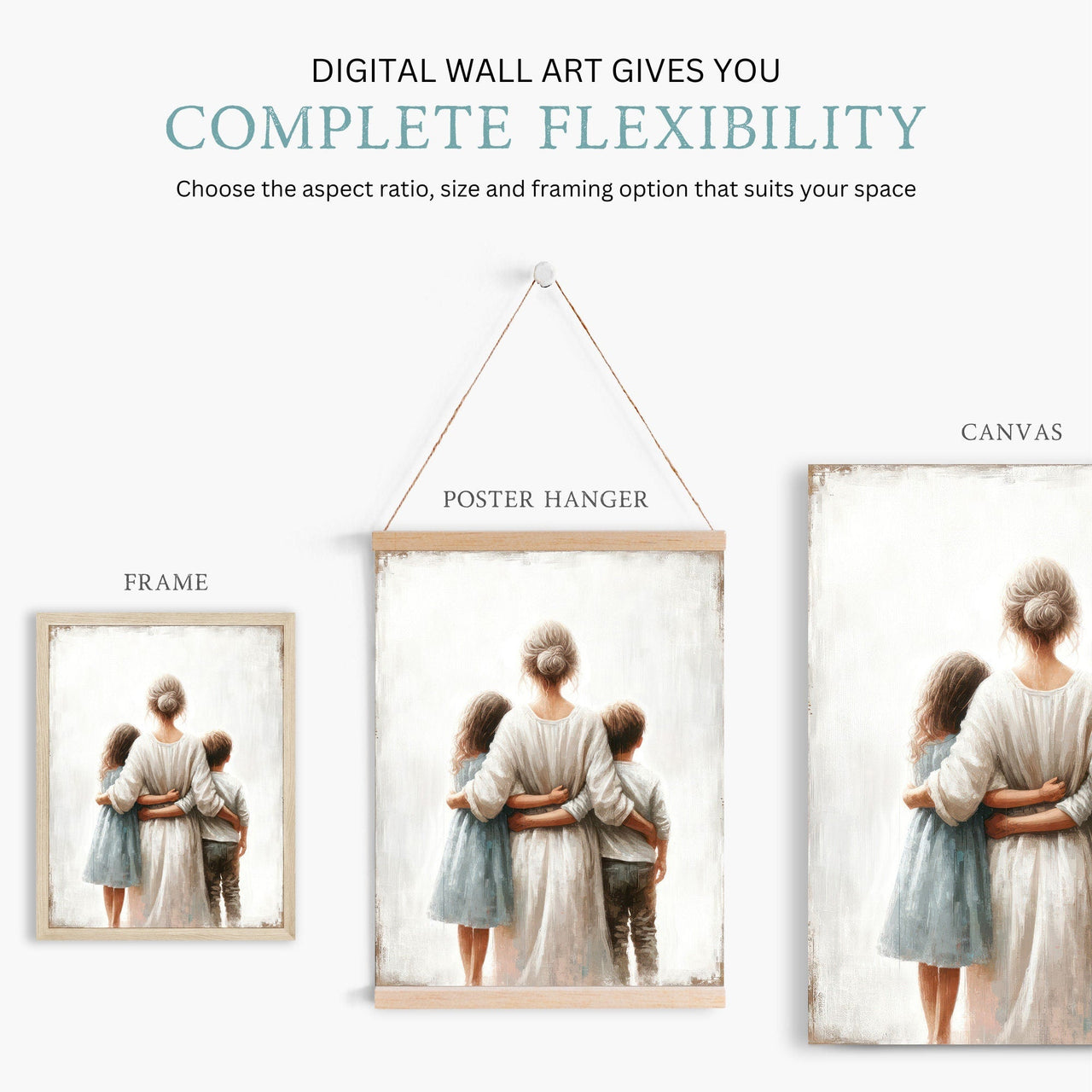 Mother and Kids Wall Art – Family Living Room Print
