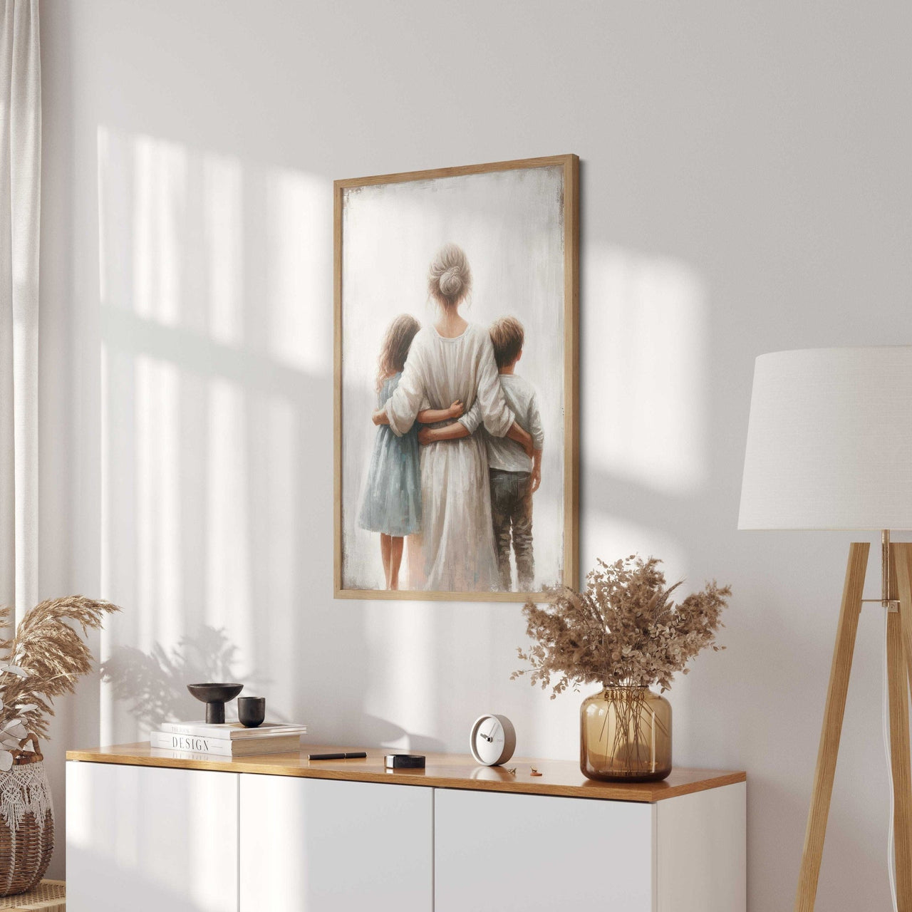 Mother and Kids Wall Art – Family Living Room Print
