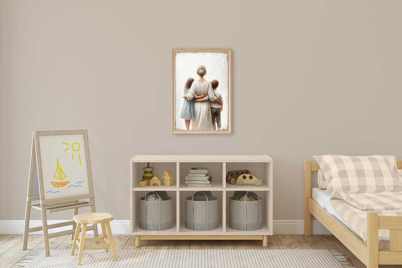 Mother and Kids Wall Art – Family Living Room Print
