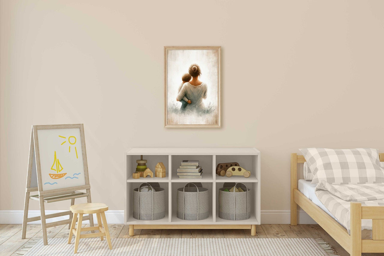 Mother and Son Art Print – Family Living Room Wall Decor