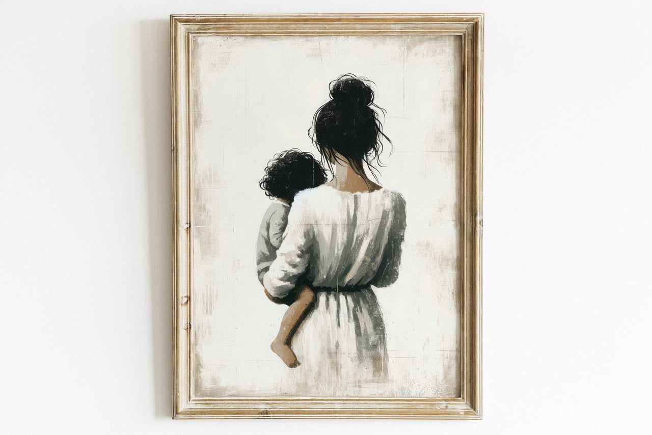 Mother and Son Art Print – Family Nursery Wall Decor