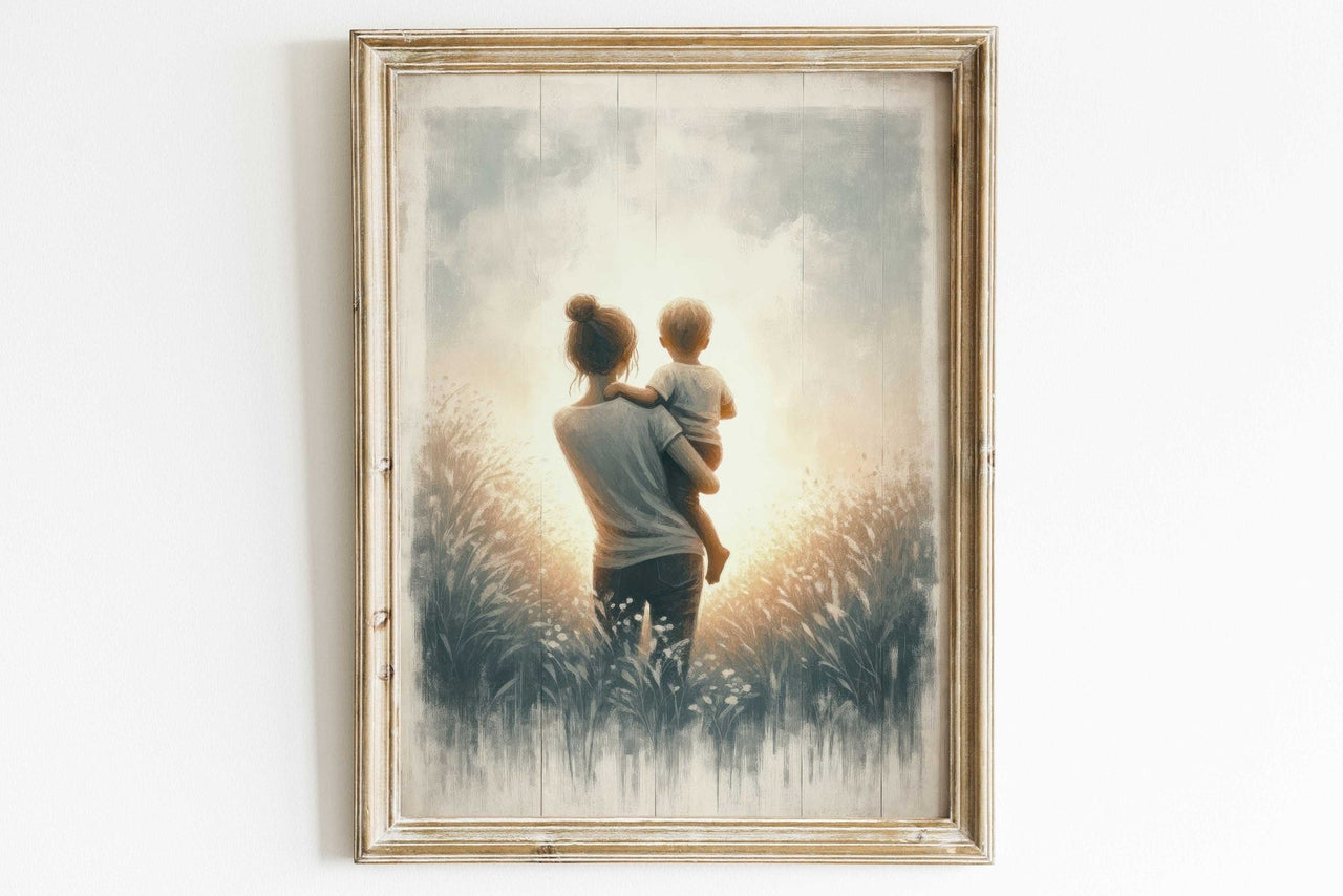 Mother and Son Wall Art – Family Living Room Print