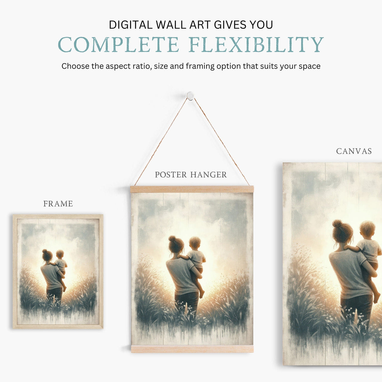 Mother and Son Wall Art – Family Living Room Print