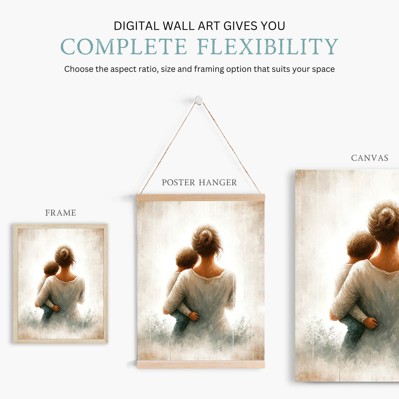 Mother and Son Art Print – Family Living Room Wall Decor