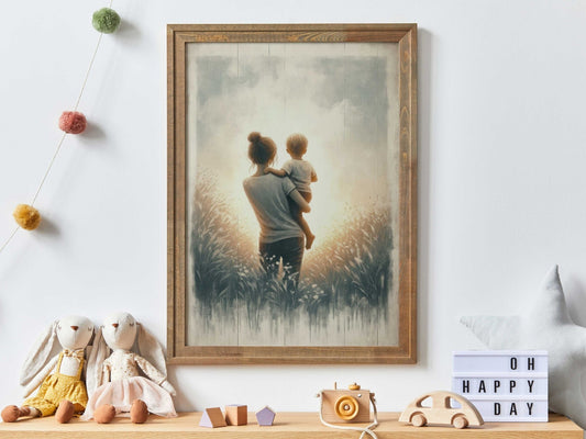 Mother and Son Art, Heartwarming Family Decor, Gift for Moms - WildfieldPrints