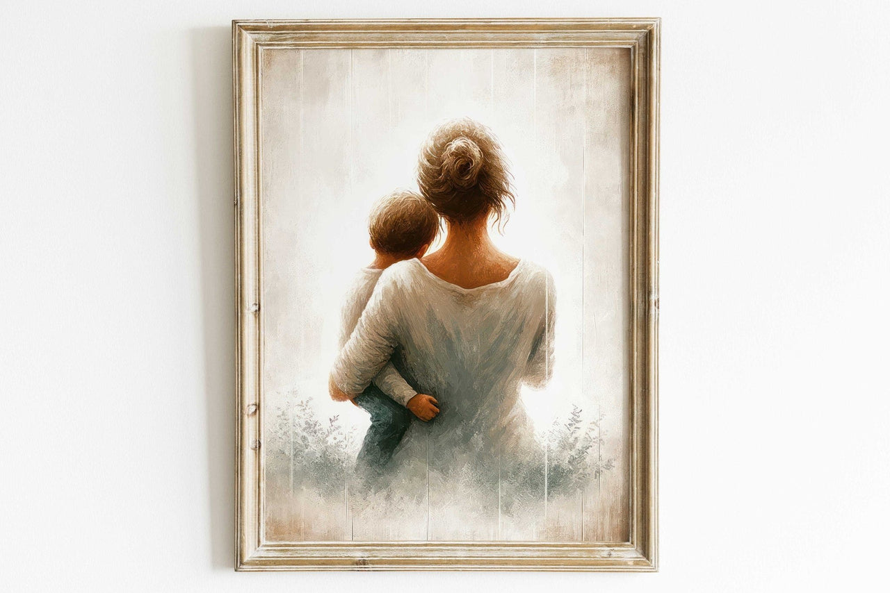 Mother and Son Art Print – Family Living Room Wall Decor