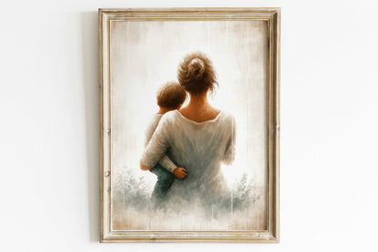 Mother and Son Art, Heartwarming Family Decor, Gift for Moms - WildfieldPrints