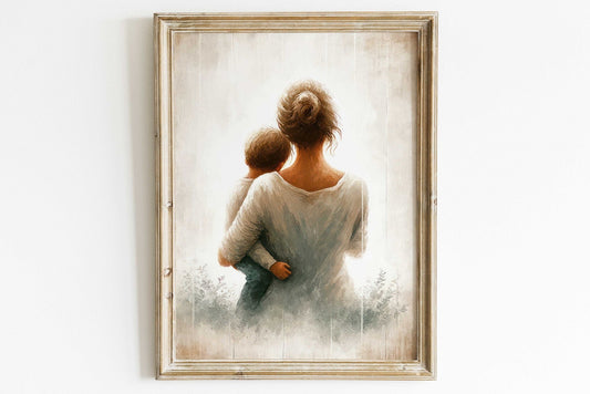 Mother and Son Art, Heartwarming Family Decor, Gift for Moms - WildfieldPrints