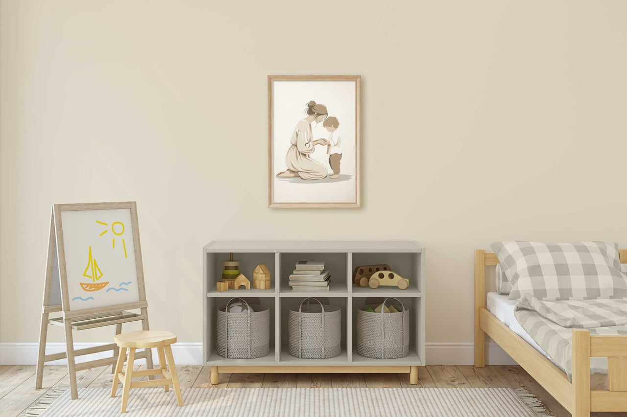 Mother and Son Art Print – Family Nursery Wall Decor