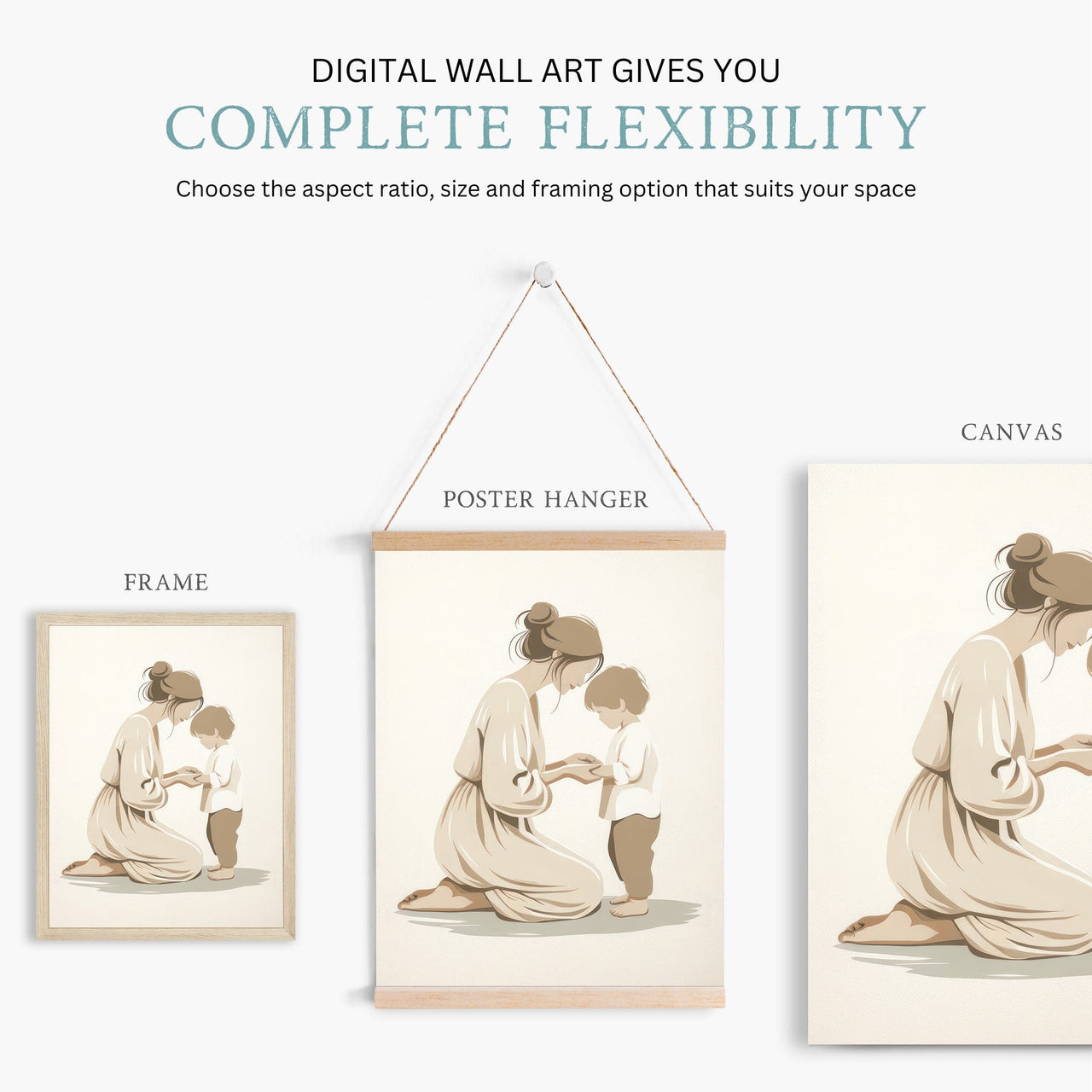 Mother and Son Art Print – Family Nursery Wall Decor