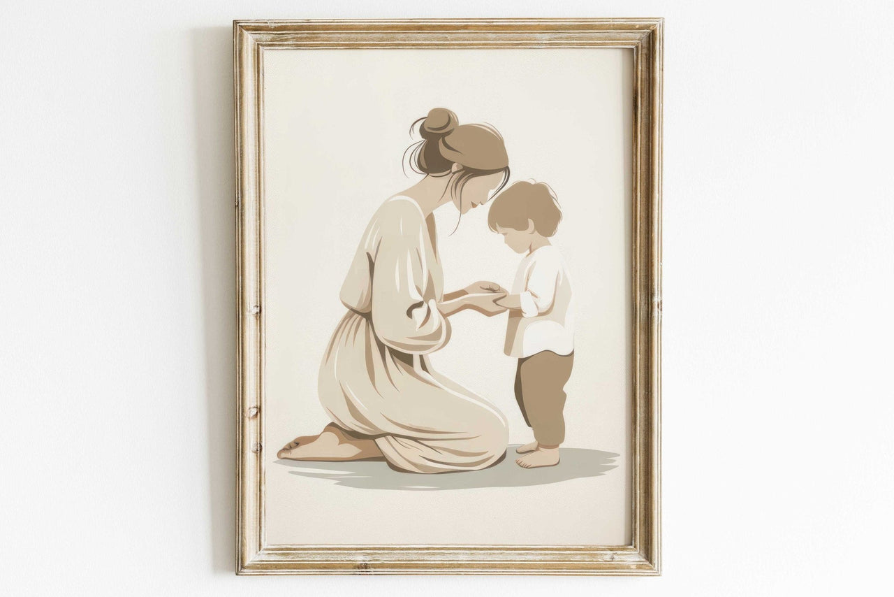 Mother and Son Art Print – Family Nursery Wall Decor