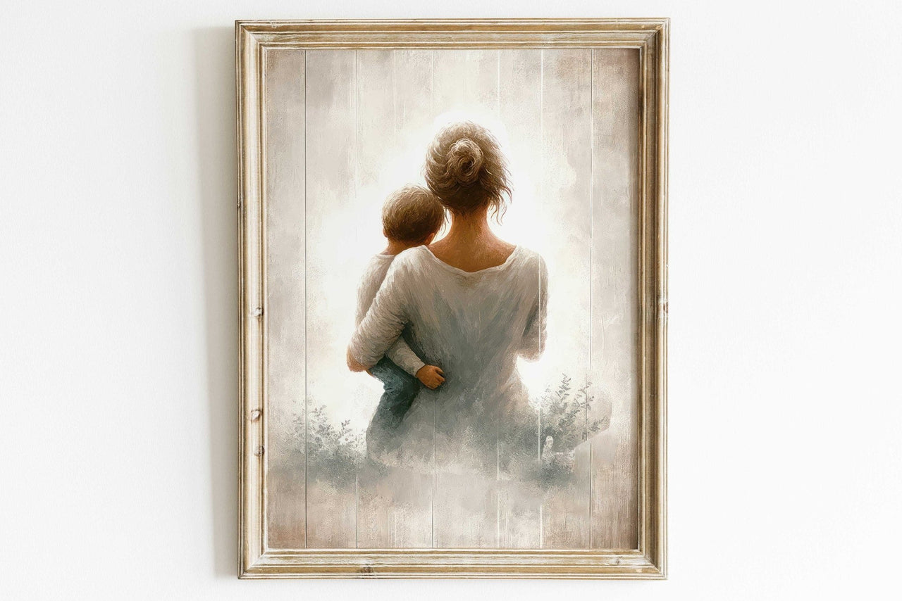 Mother and Son Wall Art – Family Nursery Print