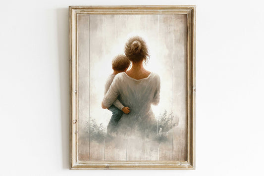 Mother and Son Wall Art – Family Nursery Print