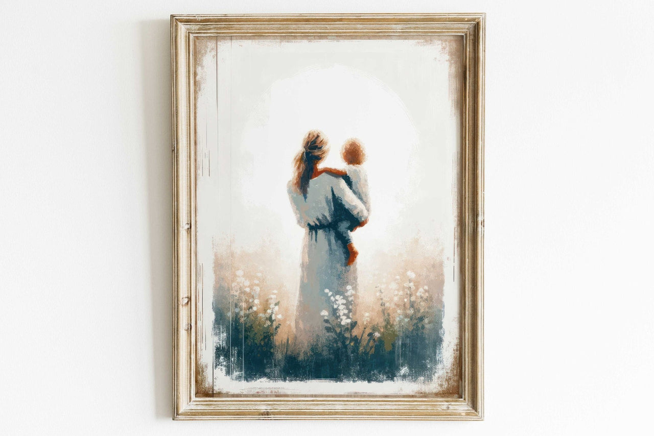 Mother and Son Wall Art – Family Girls Room Print