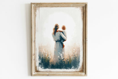 Mother and Son Wall Art, Gift for Moms, Vintage Child Decor - WildfieldPrints