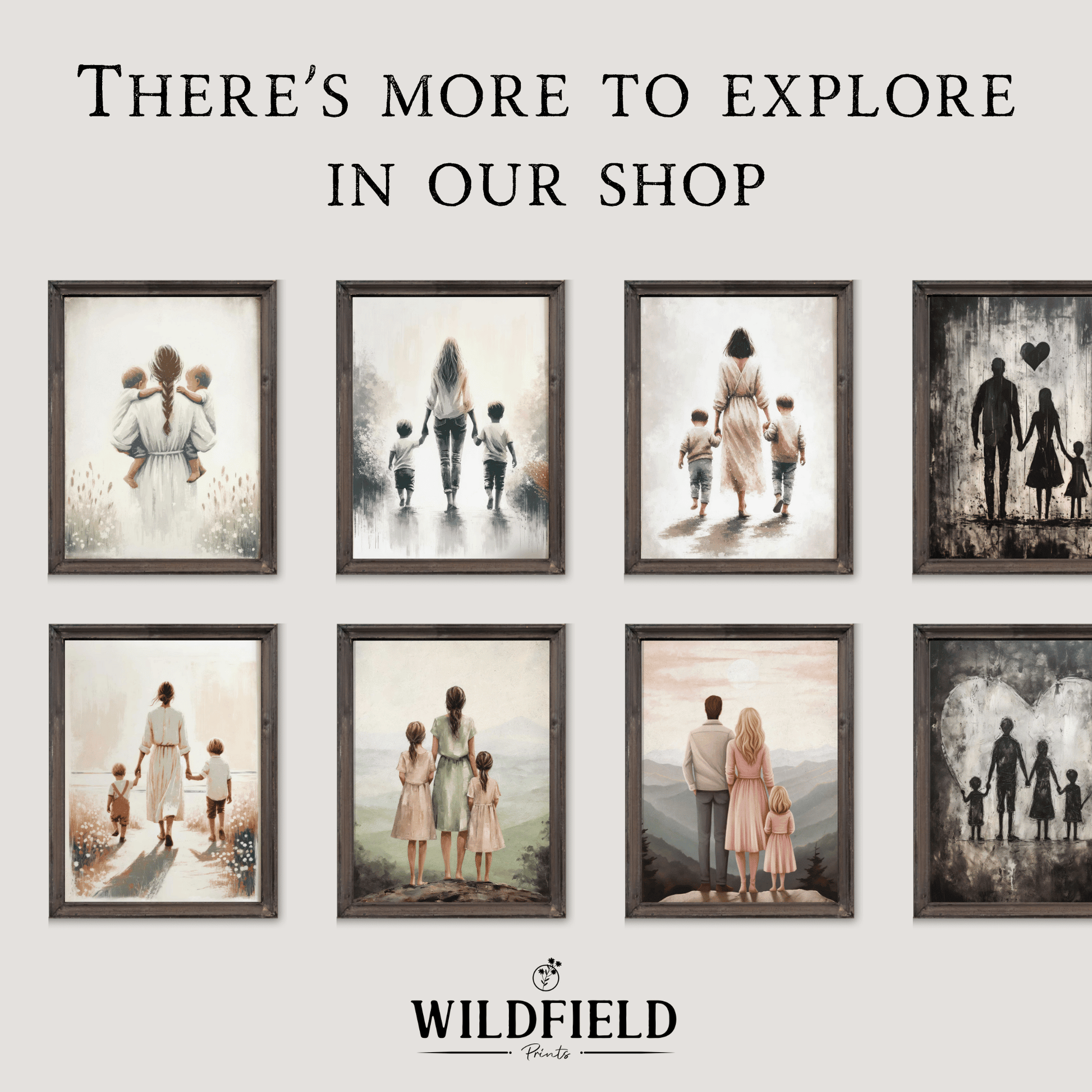 Mother and Sons Print, Brother Wall Art, Family Bond Decor - WildfieldPrints