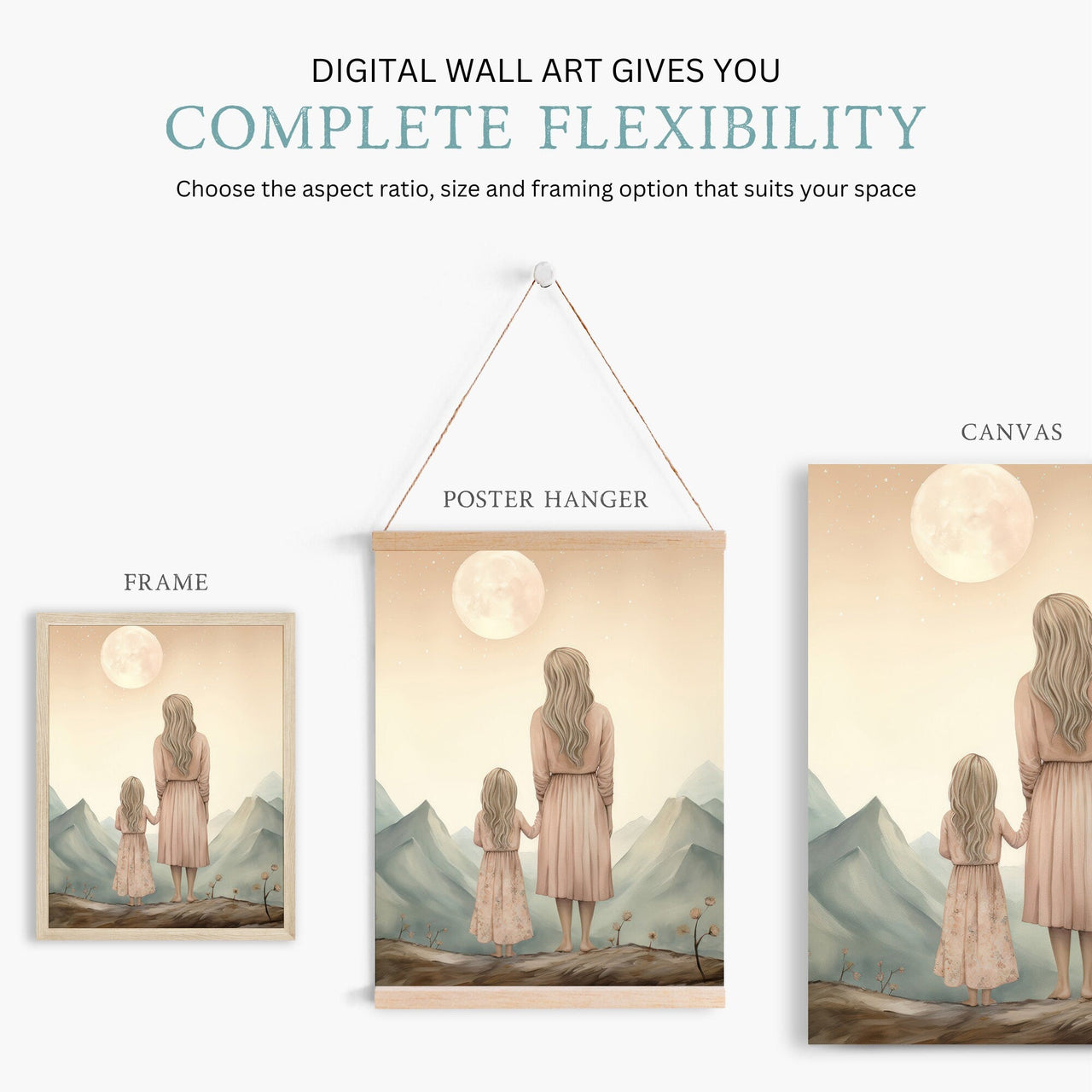 Mother Daughter Wall Art – Family Girls Room Print