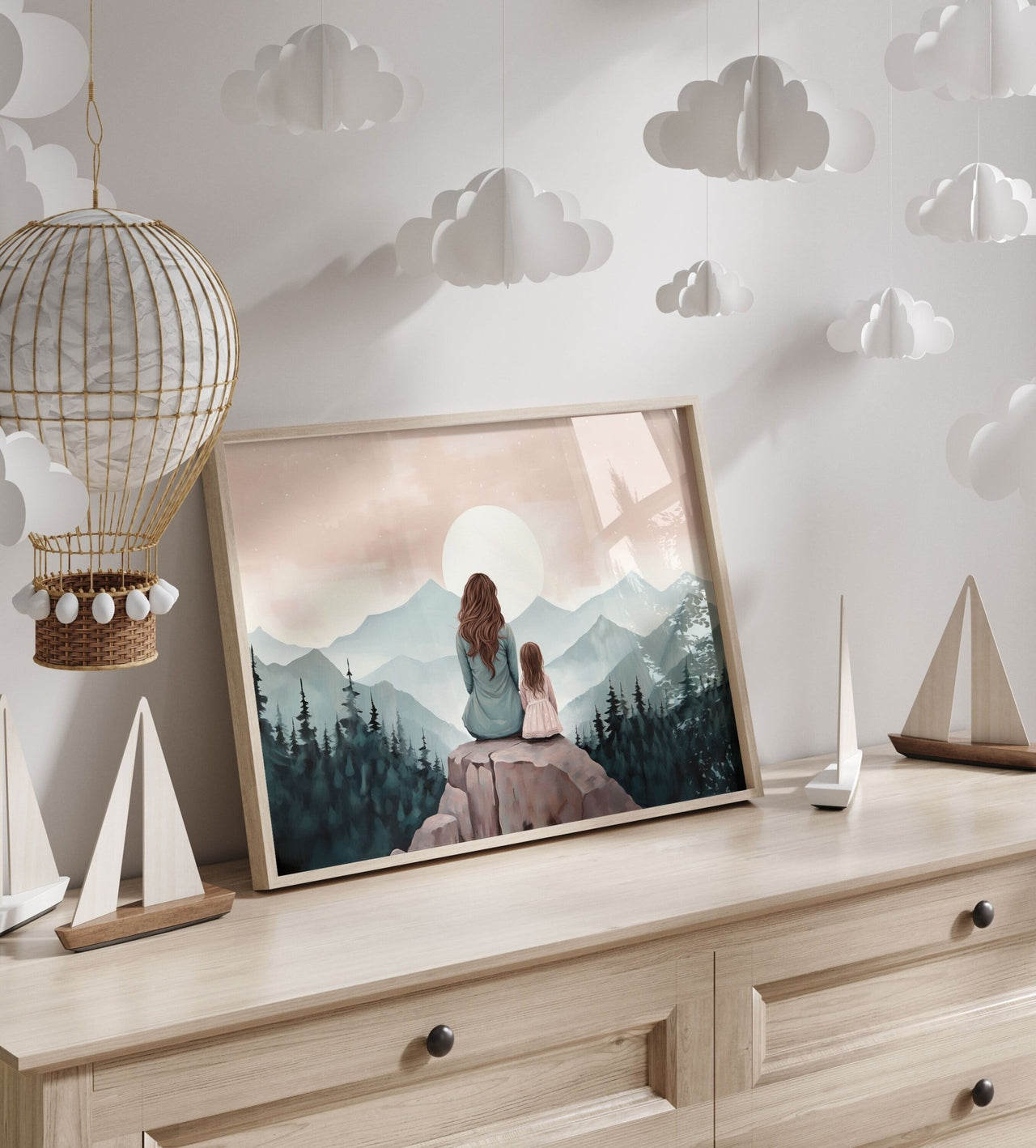 Mother Daughter Wall Art – Family Nursery Print