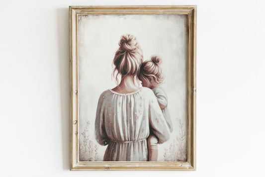 Mother Daughter Art, Mom & Child Decor, Rustic Family Wall Hangings - WildfieldPrints