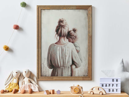 Mother Daughter Art, Mom & Child Decor, Rustic Family Wall Hangings - WildfieldPrints