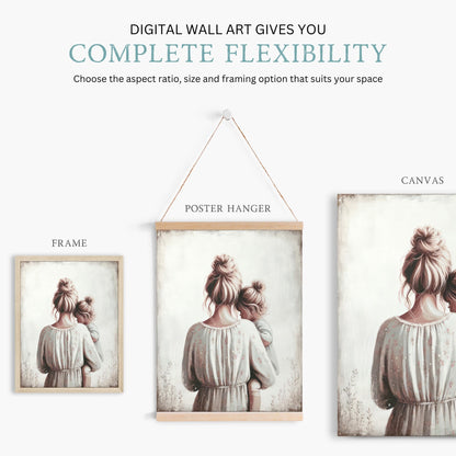 Mother Daughter Art, Mom & Child Decor, Rustic Family Wall Hangings - WildfieldPrints