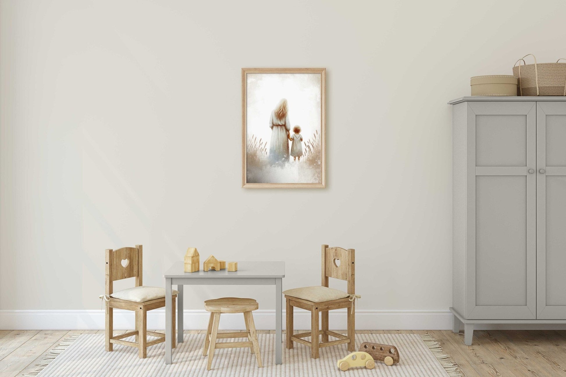 Mother & Daughter Artwork, Heartfelt Gift for Mom, Rustic Nursery Decor - WildfieldPrints