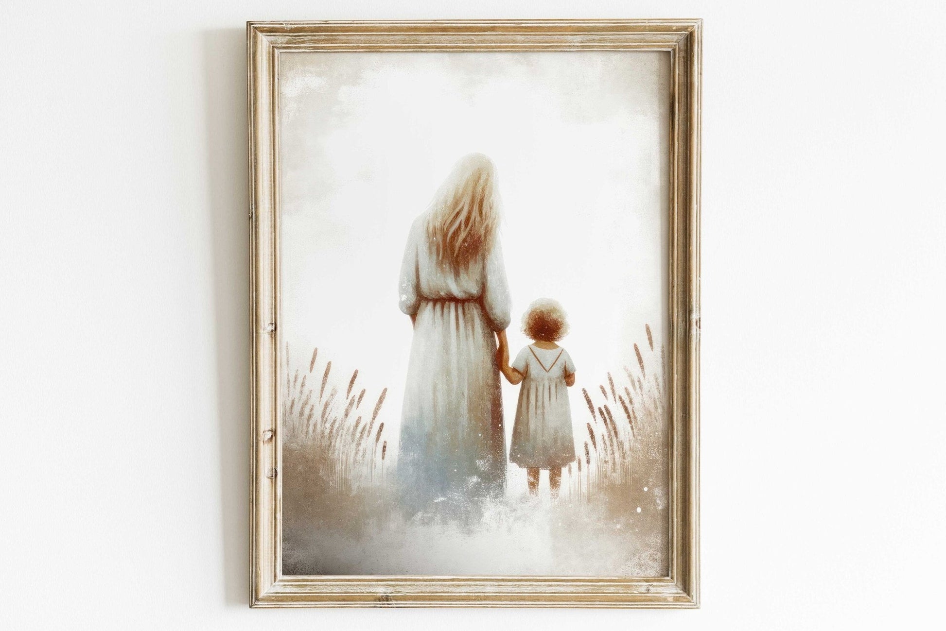 Mother & Daughter Artwork, Heartfelt Gift for Mom, Rustic Nursery Decor - WildfieldPrints