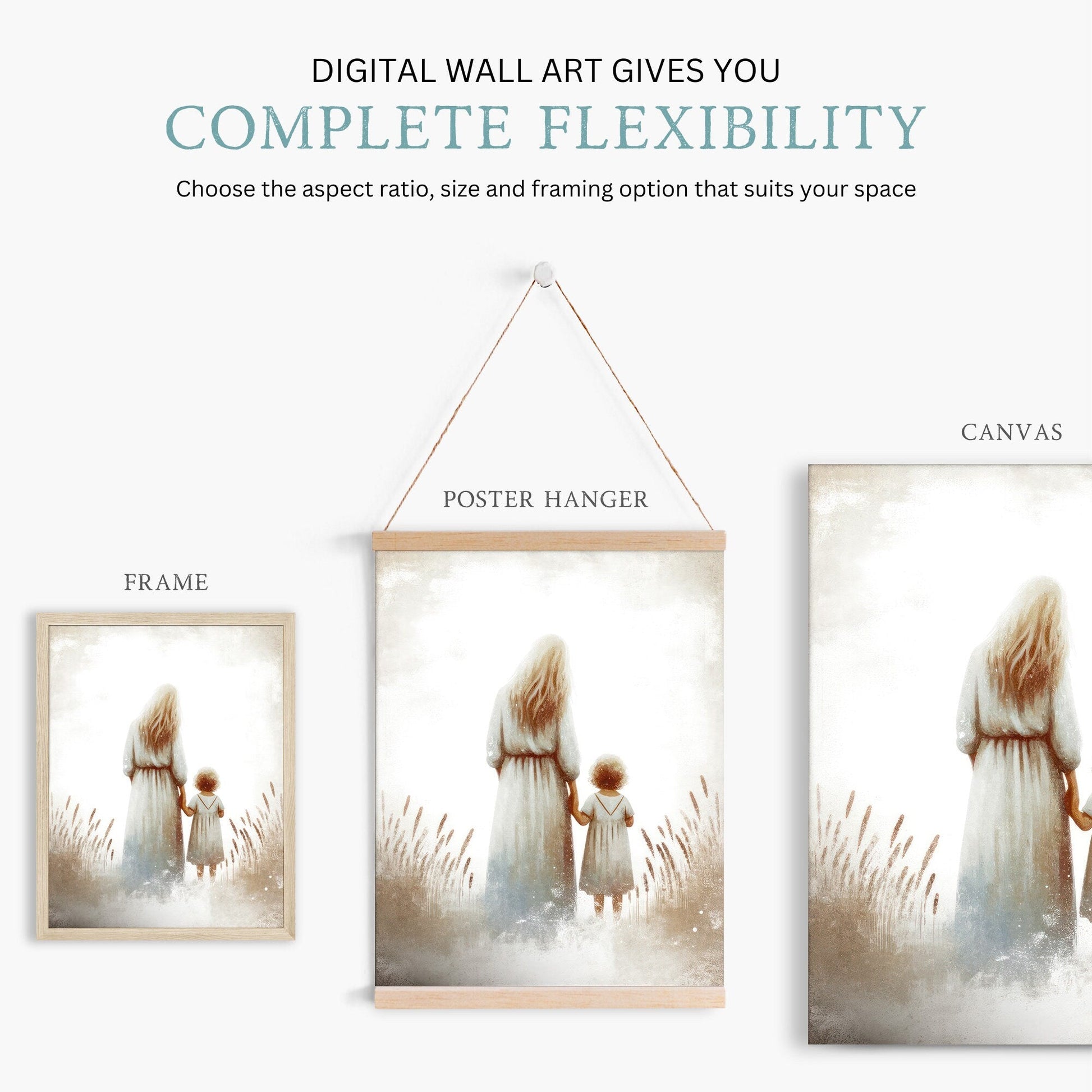 Mother & Daughter Artwork, Heartfelt Gift for Mom, Rustic Nursery Decor - WildfieldPrints