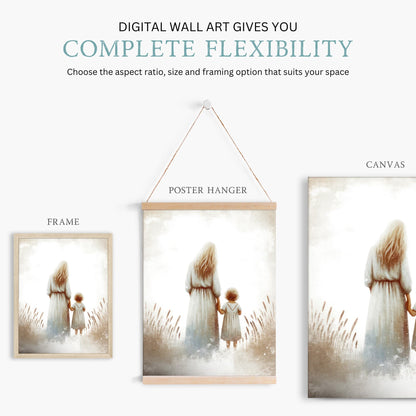 Mother & Daughter Artwork, Heartfelt Gift for Mom, Rustic Nursery Decor - WildfieldPrints