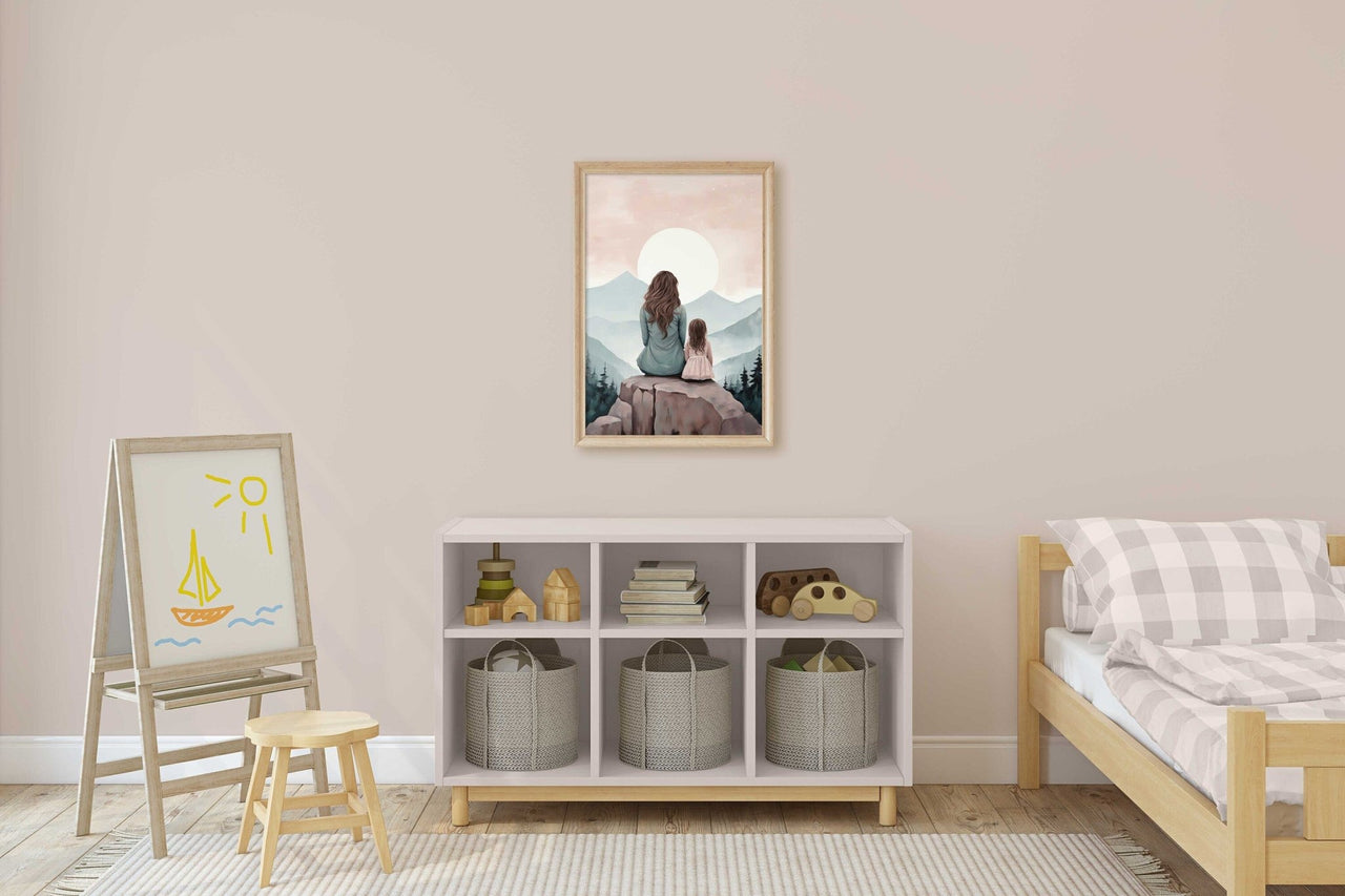 Mother Daughter Bond Wall Art – Family Adventure Nursery Print