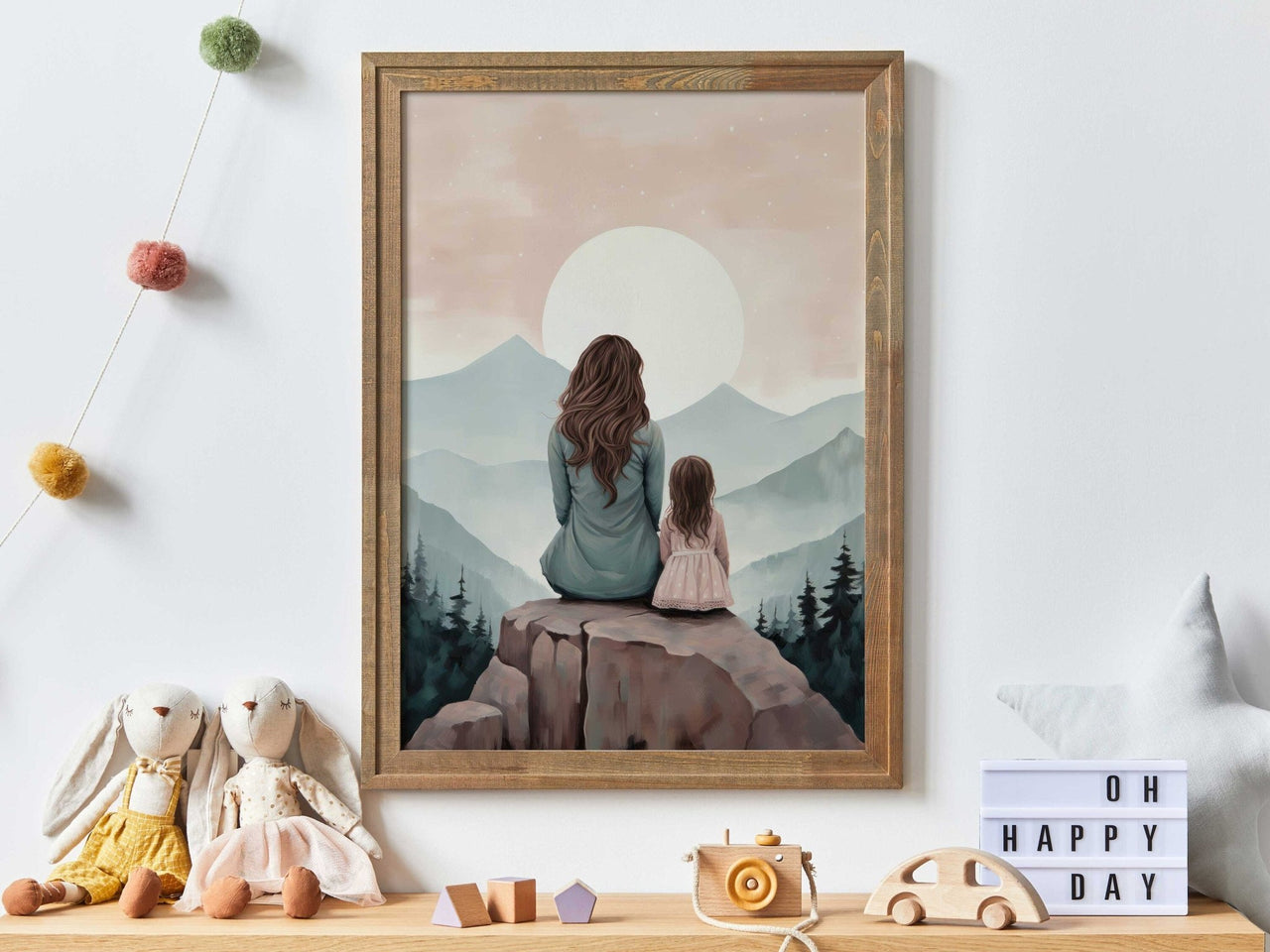 Mother Daughter Bond Wall Art – Family Adventure Nursery Print
