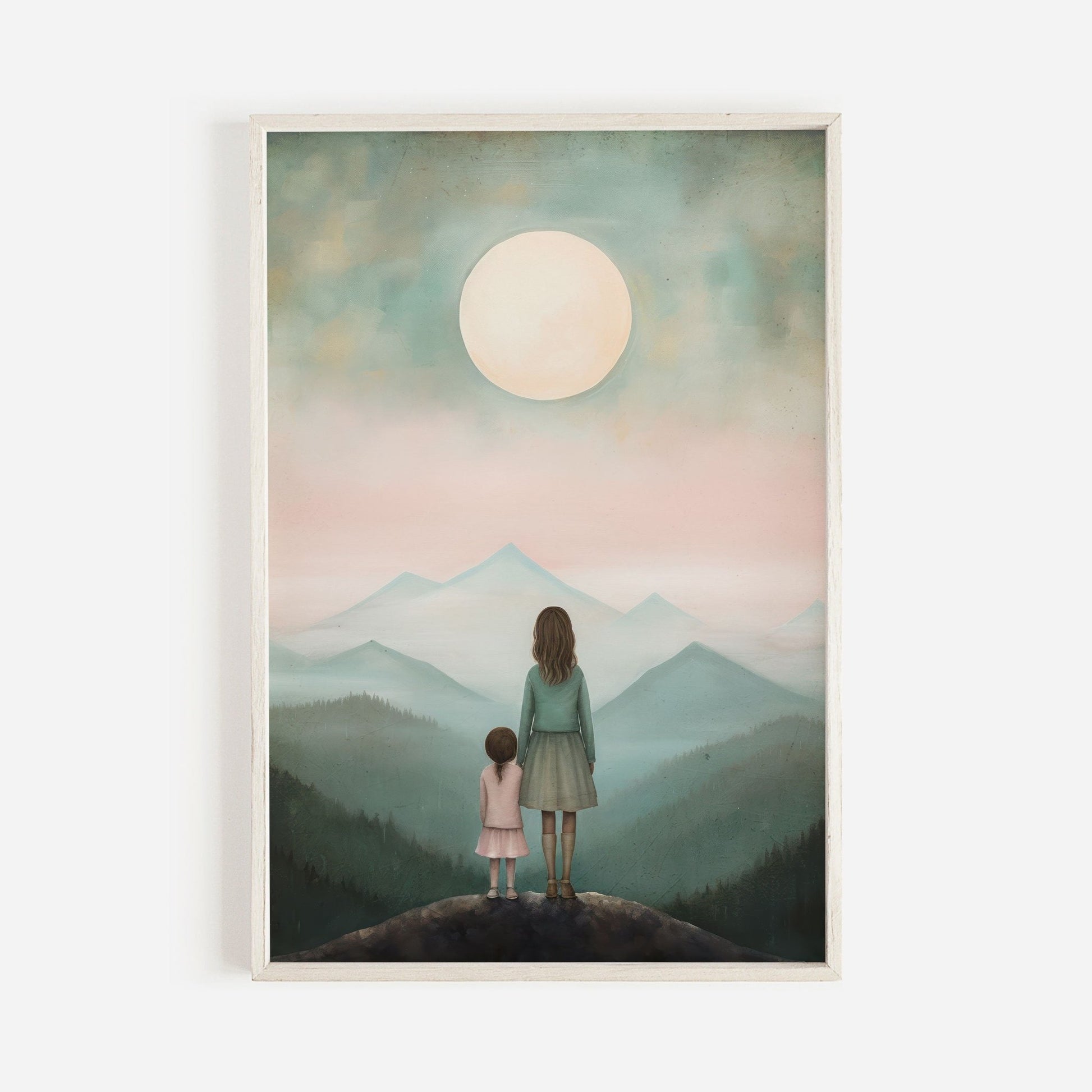 Mother Daughter Bond Art, Adventure Wall Decor, Rustic Nursery Gift - WildfieldPrints