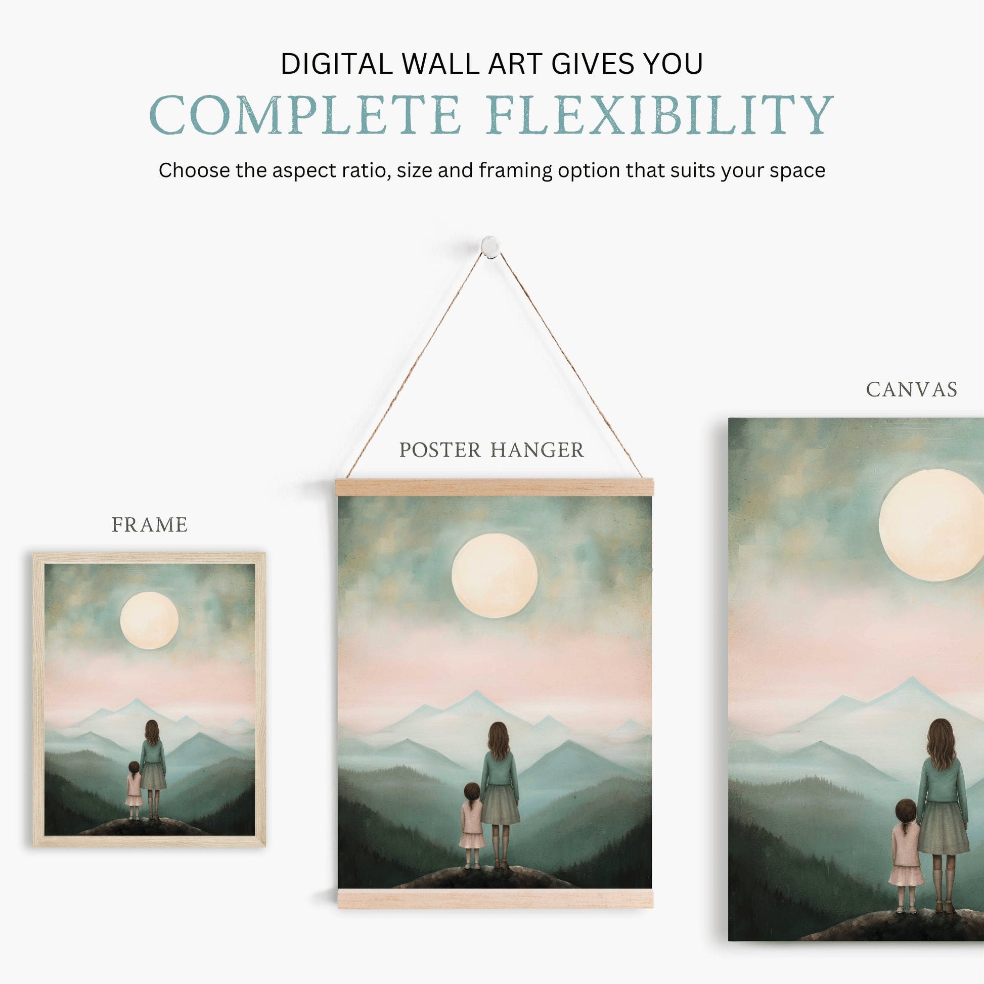 Mother Daughter Bond Art, Adventure Wall Decor, Rustic Nursery Gift - WildfieldPrints