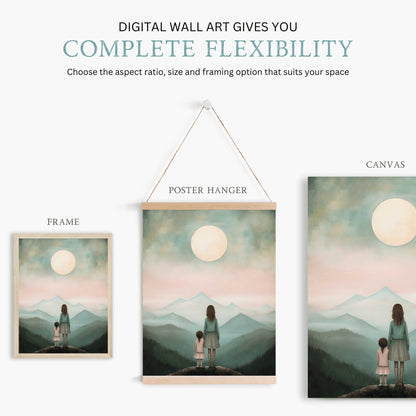 Mother Daughter Bond Art, Adventure Wall Decor, Rustic Nursery Gift - WildfieldPrints