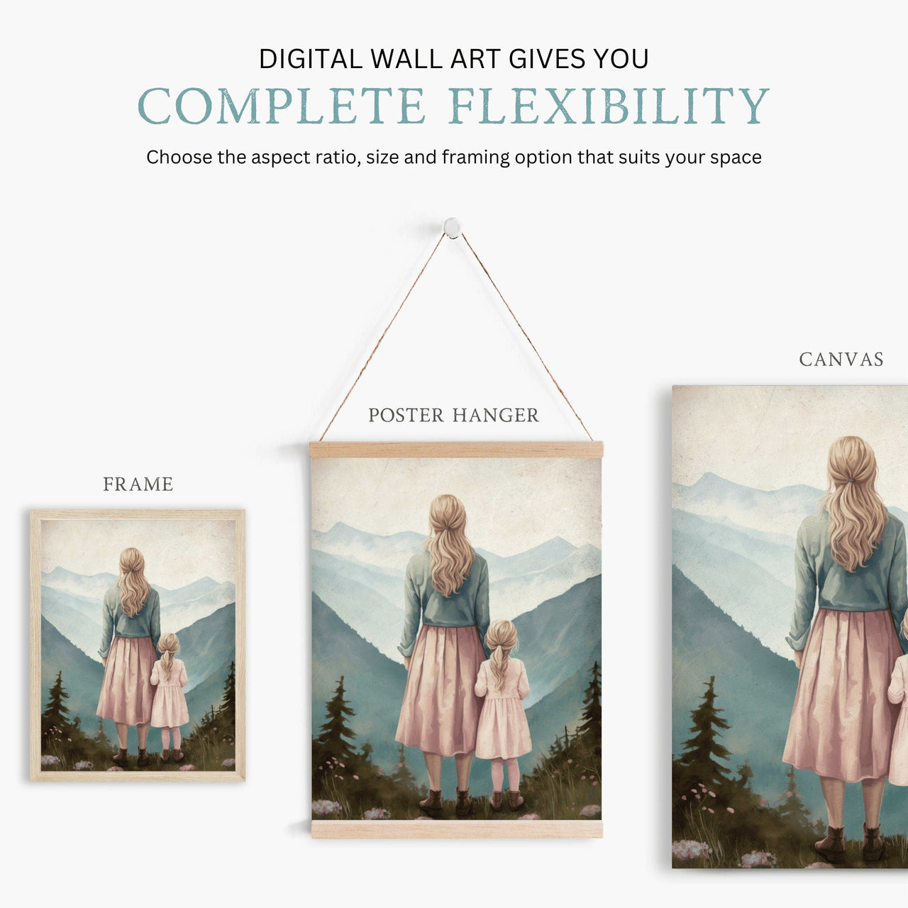Mother Daughter Adventure Print – Nature Girls Room Wall Art